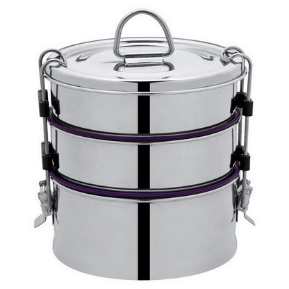 JVL Leakproof Round Stainless Steel Lunch Box with Silicone Gasket and Stainless Steel Inner Plate