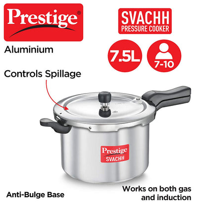 Prestige Svachh Aluminium Induction Base Outer Lid Pressure Cooker, 7.5 Litres