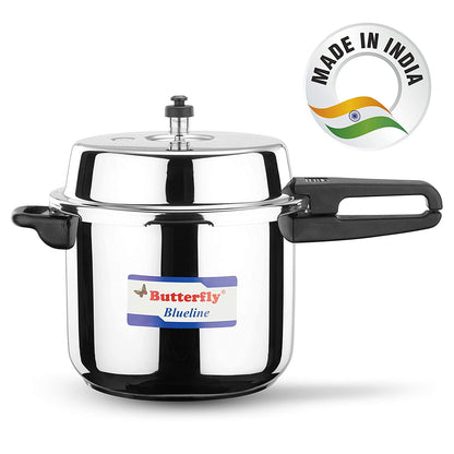 Butterfly Blueline Stainless Steel Induction Base Outer Lid Pressure Cooker, 10 Litres