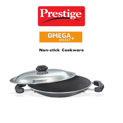 Prestige Omega Select Plus Aluminium Non-Induction Base Non-Stick Deep Appachatty with Lid, 200MM