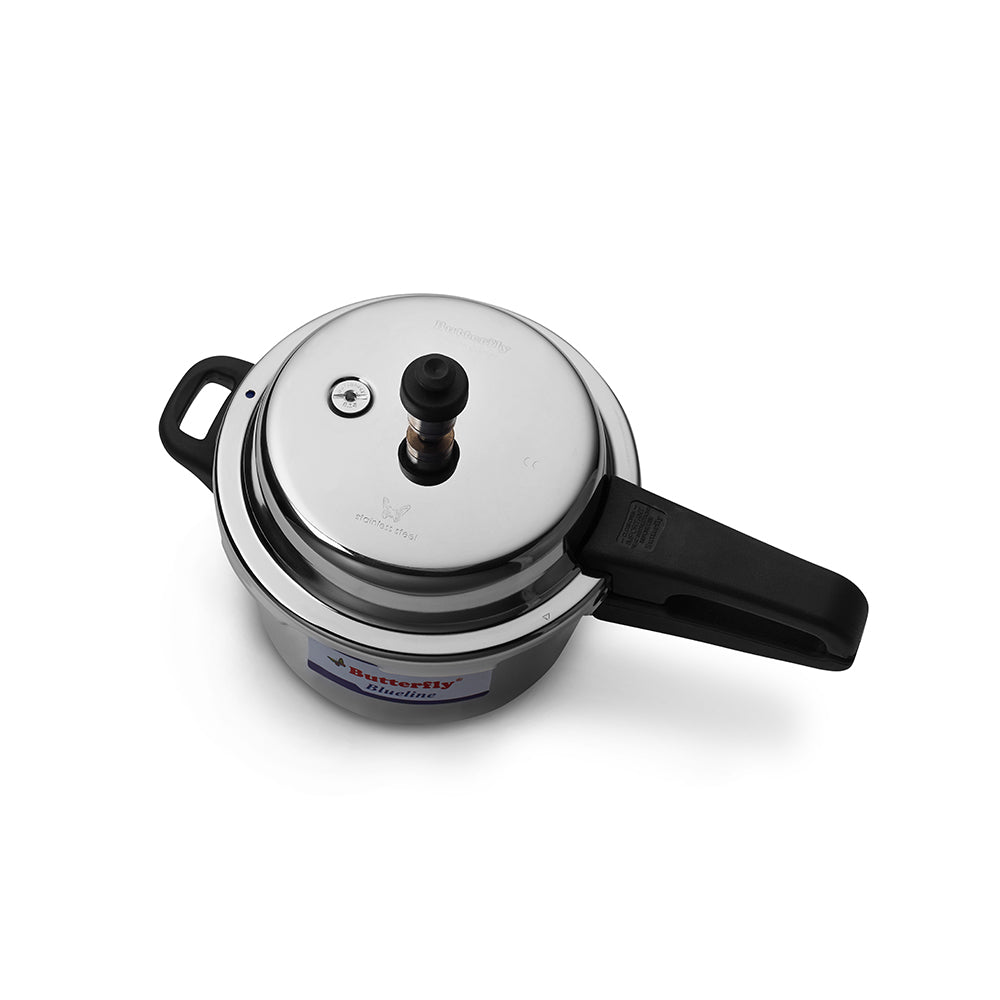 Butterfly Blueline Stainless Steel Induction Base Outer Lid Pressure Cooker, 3 Litres