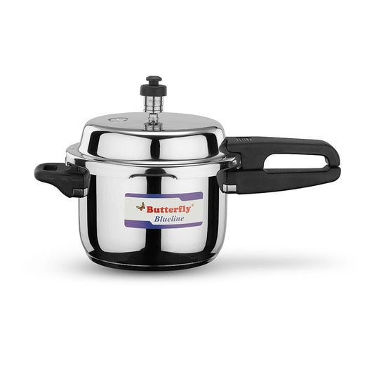 Butterfly Blueline Stainless Steel Induction Base Outer Lid Pressure Cooker, 3 Litres