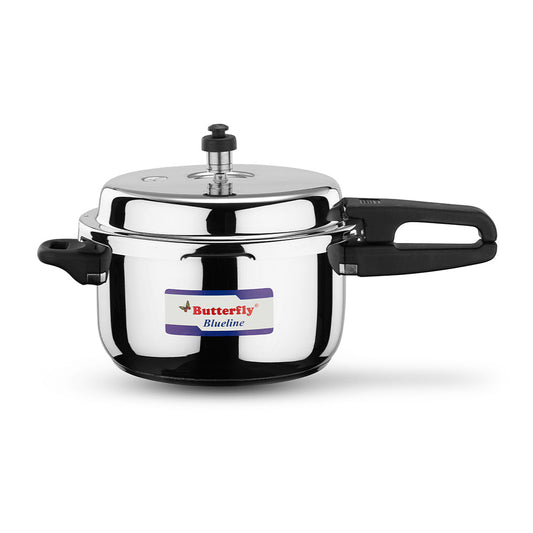 Butterfly Blueline Stainless Steel Induction Base Outer Lid Pressure Cooker, 5 Litres