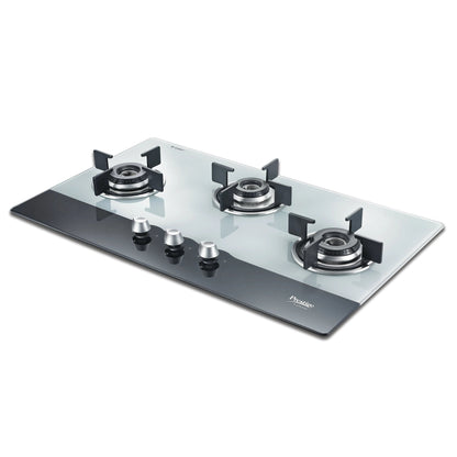 Prestige Desire Hobtop PHTD 03 AI Toughened Glass Top Hob Gas Stove with One-Touch Advanced Auto-Ignition, 3 Burner
