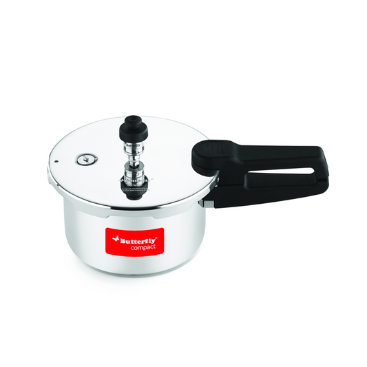 Butterfly Compact Stainless Steel Induction Base Outer Lid Pressure Cooker, 1.5 Litres