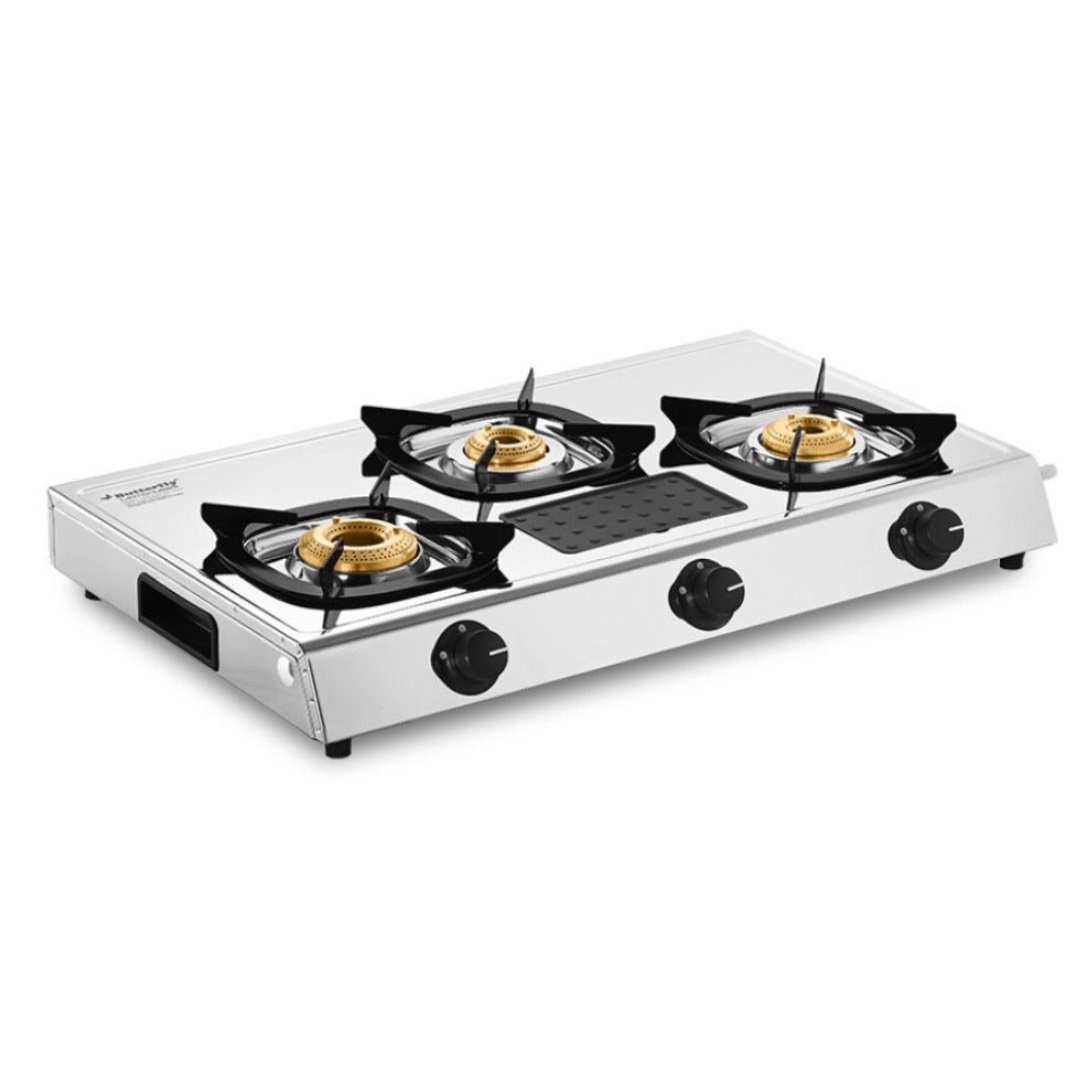 Butterfly Matchless Stainless Steel Gas Stove, 3 Burner