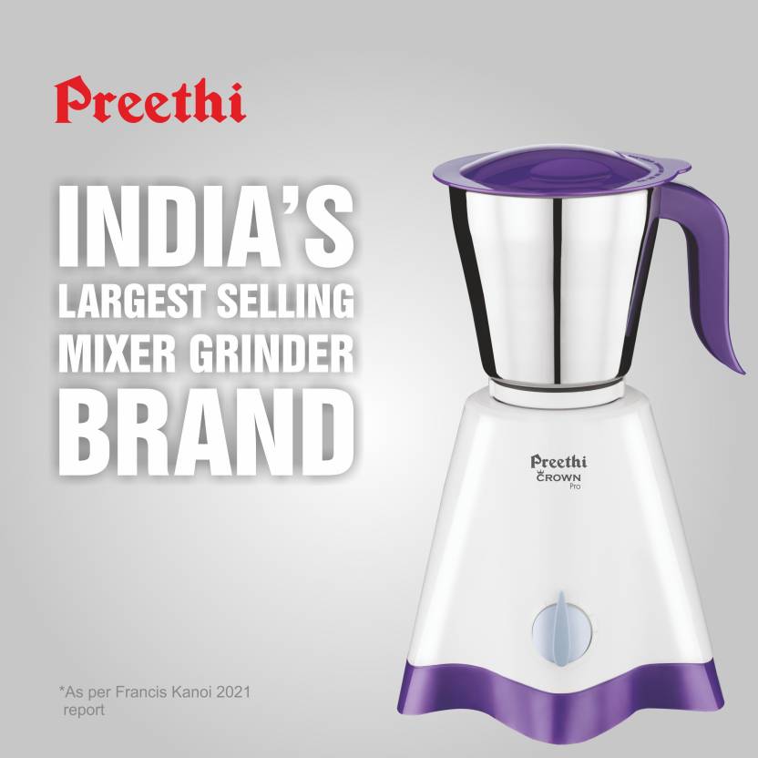 Preethi Crown Pro MG-254 Mixer Grinder, 600W, 3 Jar
