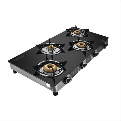 Preethi Blu Flame Jumbo Max GTS-118 Glass Top Gas Stove, 4 Burner