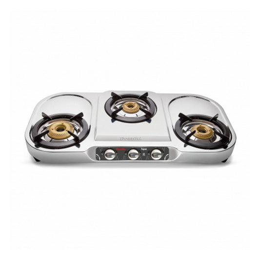 Preethi Topaz SSGS-005 Stainless Steel Gas Stove, 3 Burner