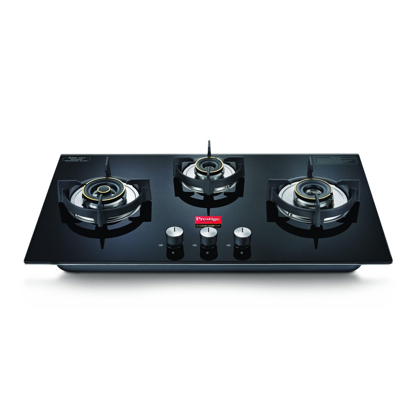 Prestige Vogue Hobtop PHTV 03 AI Glass Top Hob Gas Stove with One-Touch Advanced Auto-Ignition, 3 Burner