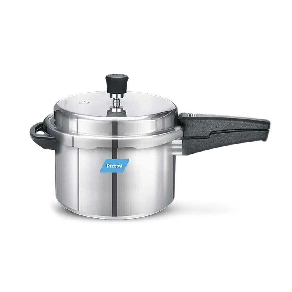 Preethi PC-002 Aluminium Non-Induction Base Outer Lid Pressure Cooker, 5 Litres