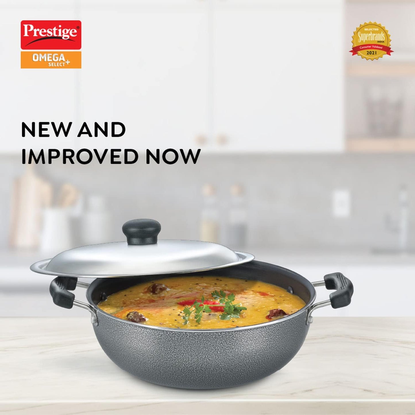 Prestige Omega Select Plus Non-Stick Round Base Kadai with Lid, 170MM